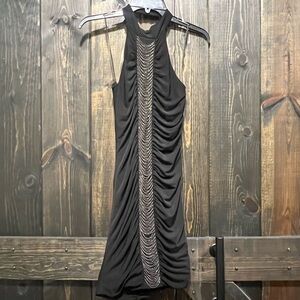 Guess Mini Dress S Black Mock Neck Chain Bodycon Halter LBD Vintage Style Y2K